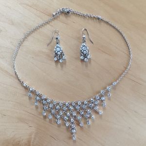 Crystal Necklace Earrings Set -Prom/Formal/Wedding